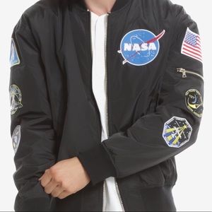 Black NASA Patched Bomber Jacket